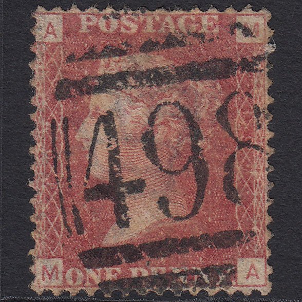 GB QV 1864 1d (Plate 197) SG43-G1(1) MA GU Manchester 498 Very Well Centred