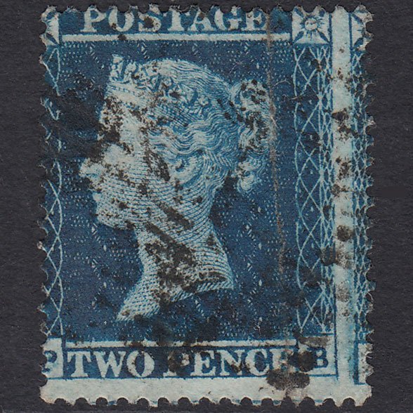 GB QV 1854 2d Deep Blue (Plate 4) SG19-F1(1) PB GU Scotland Large Misperf