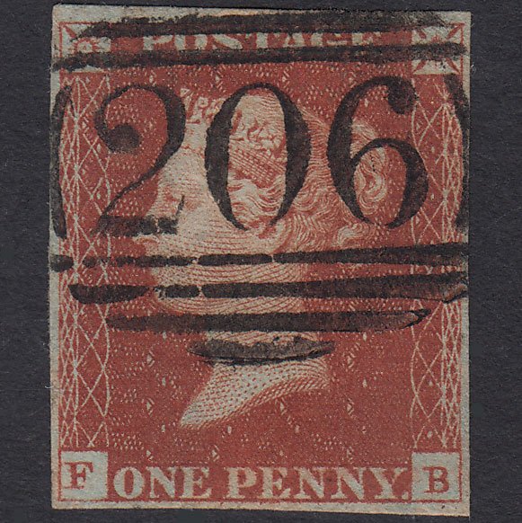GB QV 1841 1d Red-brown (Plate 45) SG8-B1(1) FB FU 4 Margins Bream 206