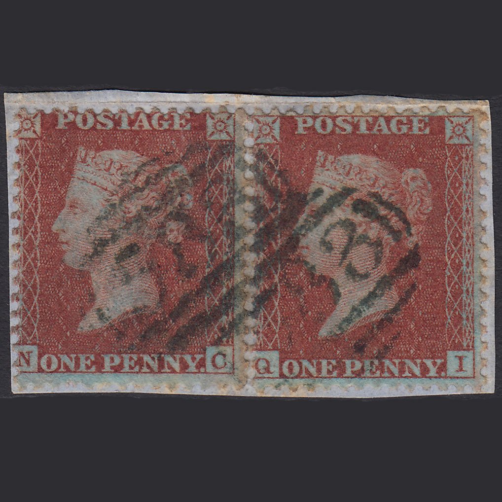 GB QV 1855 1d (Plate 19) SGC6(1) QI & NC GU Blue-black Nottingham 583 on Piece
