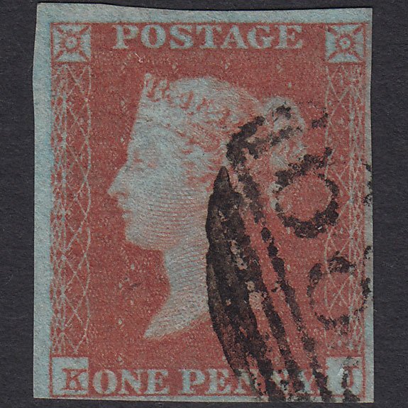 GB QV 1841 1d Very Blued Pl 111 SG8a-B1(2) KJ FU Missing Imprimatur 4M