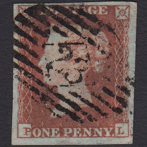 GB QV 1841 1d Red-brown (Plate 91) SG8-B1(1) PL FU 4 Margins London IS 23
