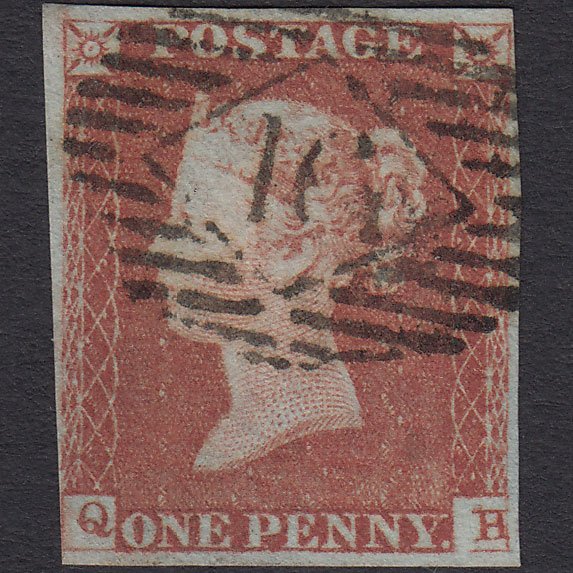 GB QV 1841 1d Red-brown (Plate 81) SG8-B1(1) QH FU 4 Margins London IS 16