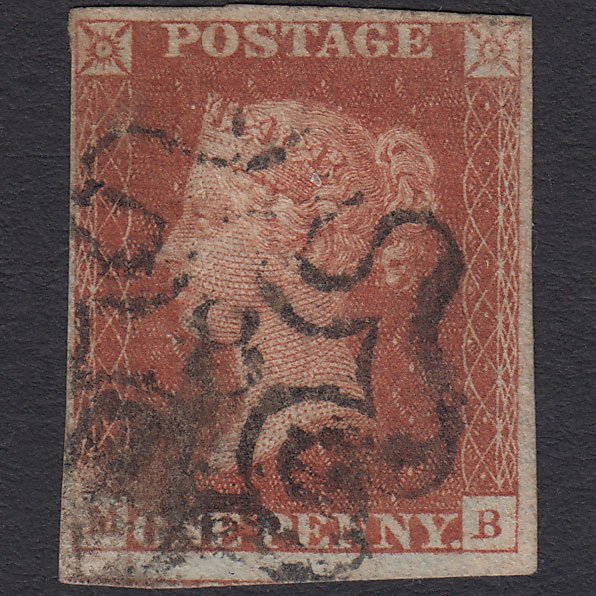 GB QV 1841 1d Red-brown (Plate 33) SG8-B1(1) MB GU 4 Margins No.8 in MX