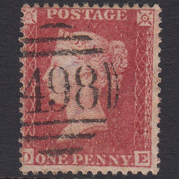 GB QV 1857 1d Rose-red (Plate 58) SG40-C10(1) DE FU Manchester 498