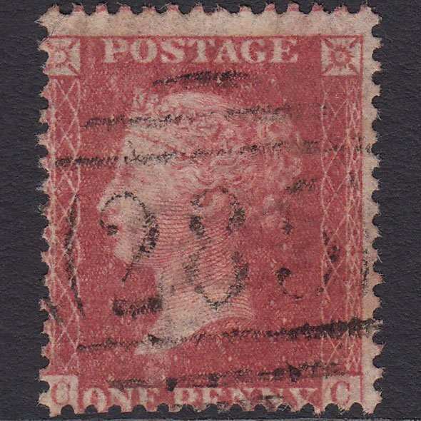 GB QV 1857 1d Rose-red (Plate 52) SG40-C10(1) CC FU Exeter 285 Misperf