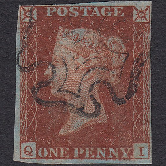 GB QV 1841 1d Red-brown (Plate 15) SG8-B1(1) QI FU 4 Margins Maltese Cross