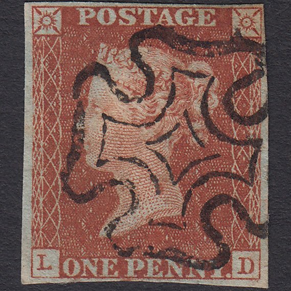 GB QV 1841 1d Red-brown (Plate 29) SG8-B1(1) LD FU 4 Margins Maltese Cross