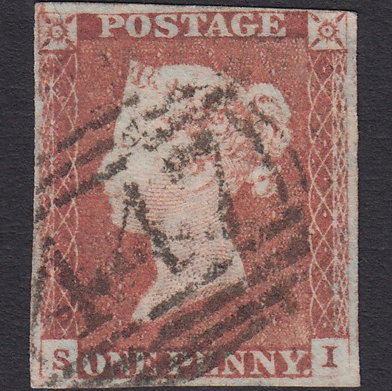 GB QV 1841 1d Red-brown (Plate 80) SG8-B1(1) SI FU 4 Margins Leeds 447