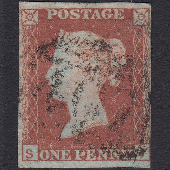 GB QV 1841 1d Red-brown (Plate 100) SG8-B1(1) SJ GU 4 Margins