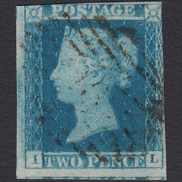 GB QV 1841 2d Blue (Plate 3) SG14-E1(2) IL FU London IS 13