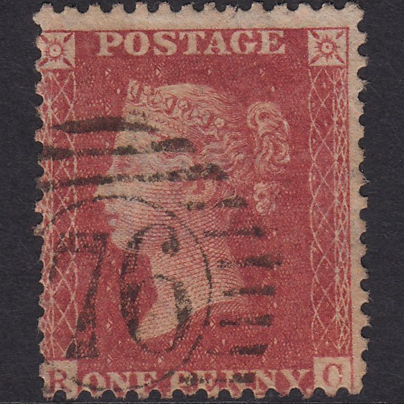 GB QV 1857 1d Rose-Red Plate 43 SG40-C10(1) RC GU London D&S 76