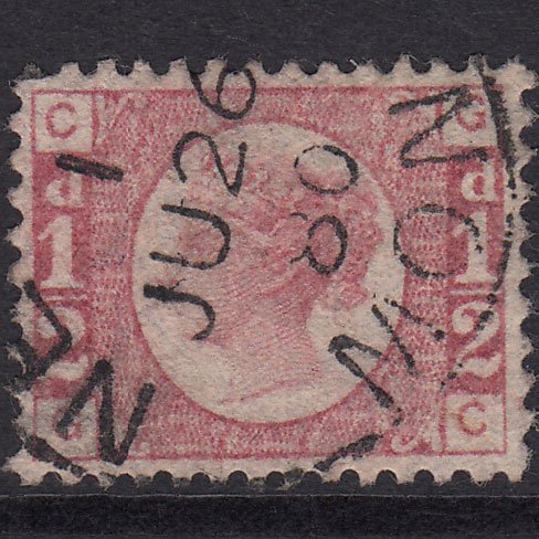 GB QV 1870 1/2d Rose Plate 14 SG49-G4 GC VFU CDS CANCEL