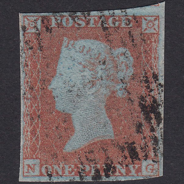 GB QV 1841 1d Plate 96 SG8A-B1(2) Framed Reverse NG FU 4M Light Scots Pmk