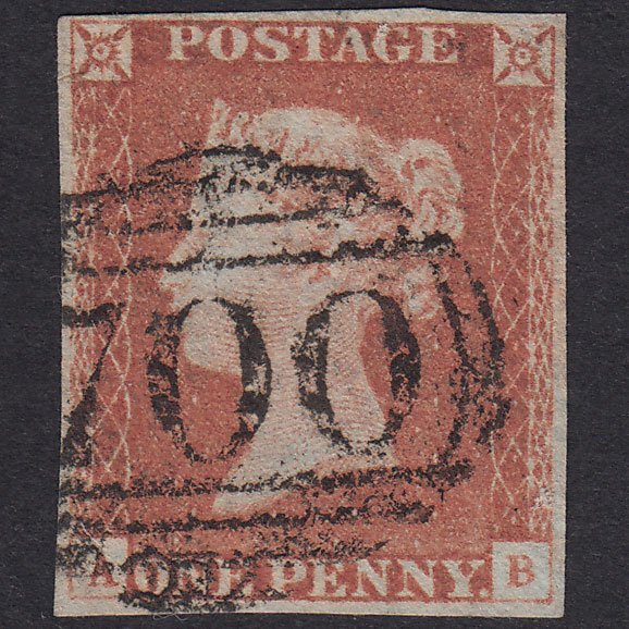 GB QV 1841 1d Red-Brown Plate 68 SG8-B1(1) AB FU 4 Margins Sheffield 700