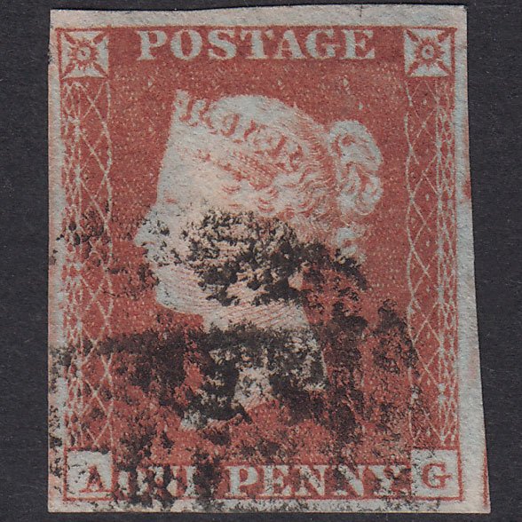 GB QV 1841 1d Plate 127 SG8-B1(1) Constant Variety AG GU 4 Margins