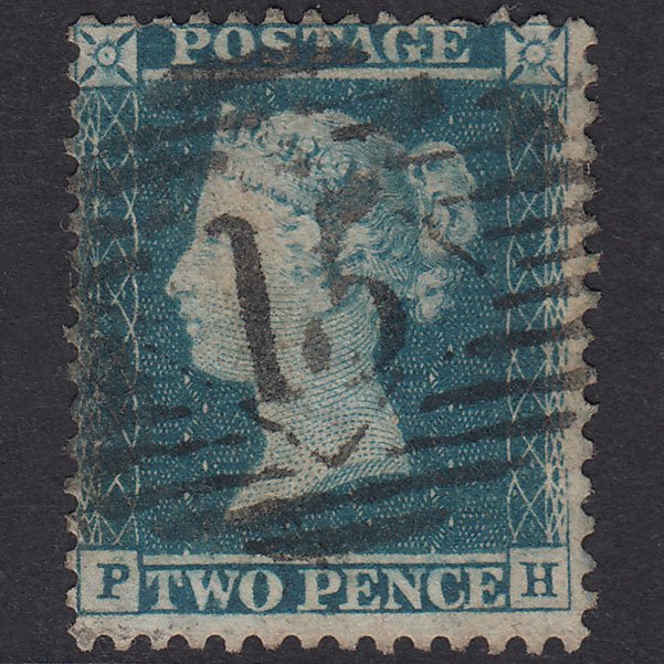 GB QV 1855 2d Greenish Blue Plate 5 SG34-F6(2) PH GU London Is 15