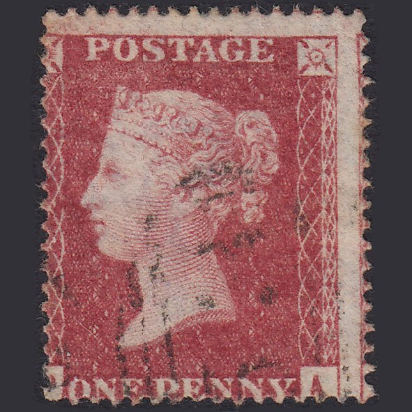 GB QV 1857 1d Rose-Red Plate 43 SG36-C11 PA FU Light Cancel Misperf
