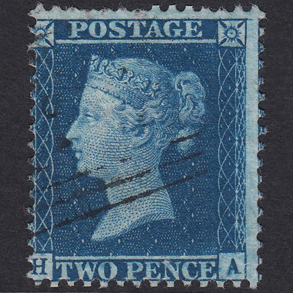 GB QV 1857 2d Blue Plate 6 SG35-F7 HA FU Scotland Light Cancel