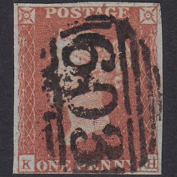 GB QV 1841 1d Plate 87 SG8-B1(1) KH FU 4 Margins Oxford 603 Re-Cut Corners