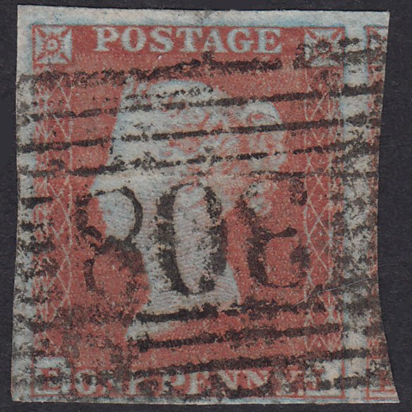 GB QV 1841 1d Red-Brown Plate 140 SG8-B2(1) EJ GU 4 Margins Stirling 308