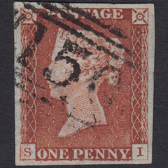 GB QV 1841 1d Plate 60 SG8-B1(1) SI VFU 4 Good Margins Burnley 150