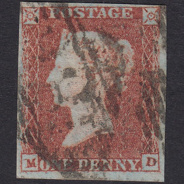 GB QV 1841 1d Red-Brown Plate 91 SG8-B1(1) MD FU 4 Margins Dublin 186