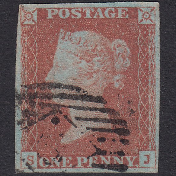 GB QV 1841 1d Plate 80 SG8-B1(1) SJ GU 4M London IS 6 With Dot 6.B