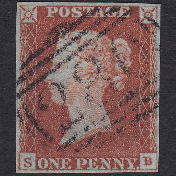 GB QV 1841 1d Red-Brown Plate 66 SG8-B1(1) SB VFU 4 Margins Epsom 280