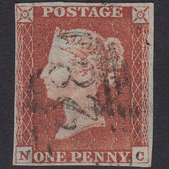 GB QV 1841 1d Red-Brown Plate 65 SG8-B1(1) NC FU 4 Margins