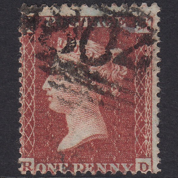 GB QV 1855 1d Red-Brown Plate 17 SGC6(1) RD PU Shrewsbury 708