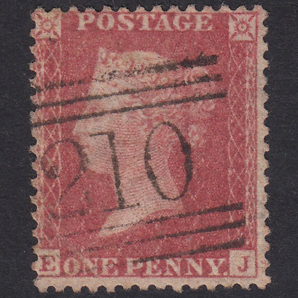 GB QV 1857 1d Rose-Red Plate 55 SG40-C10(1) EJ FU Kirkcaldy 210
