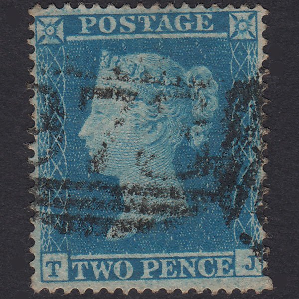GB QV 1854 2d Pale Blue Plate 4 SG20-F1(2) TJ GU Rhyl 973 Well Centred