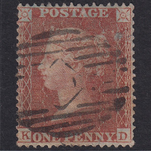 GB QV 1855 1d Red-Brown Plate 7 SG26-C5(1) KD PU London IS Cancel Tears