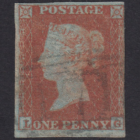 GB QV 1841 1d Red-Brown Plate 143 SG8-B2(1) LG GU Nr 4 Margins