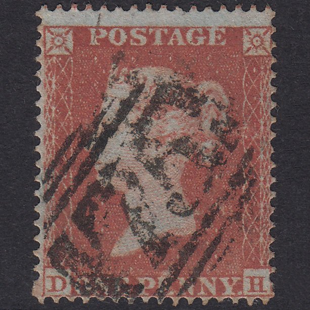 GB QV 1854 1d Red-Brown Plate 166 SG17-C1(1) DH GU Birmingham 75