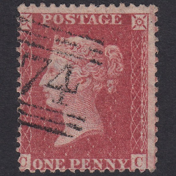 GB QV 1857 1d Rose-Red Plate 43 SG40-C10(1) CC VFU Hawick 174