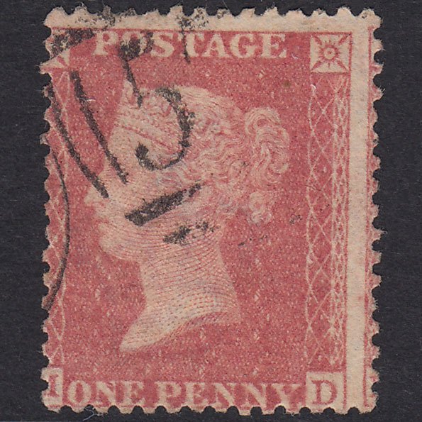 GB QV 1857 1d Pale Rose Plate 68 SG39-C10(3) MD FU Misperf
