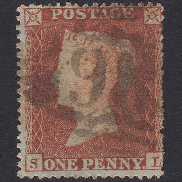 GB QV 1854 1d Yellow-Brown Plate 201 SG18-C1(2) SL FU Dublin 186