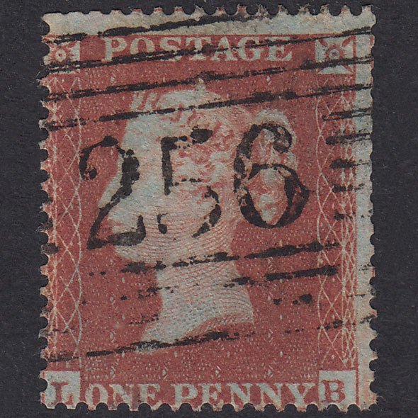GB QV 1854 1d Red-Brown Plate 186 SG17-C1(1) LB GU Moffat 256