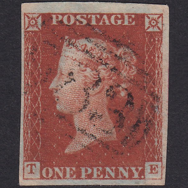 GB QV 1841 1d Deep Red-Brown Plate 56 SG10-B1(4) TE VFU 4 Good Margins