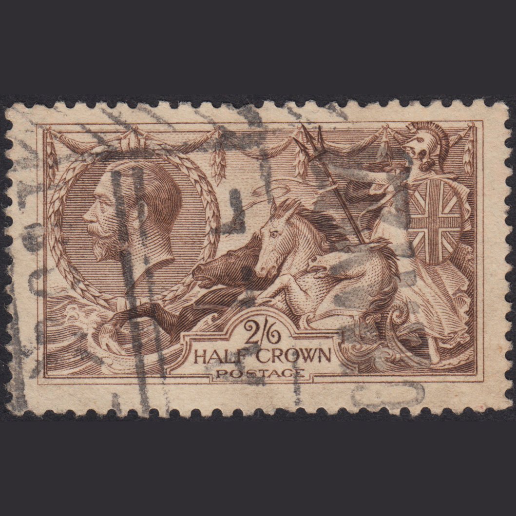 GB KG5 1918 2/6 Reddish Brown Seahorses SG415-N65(3) GU Parcel Cancel