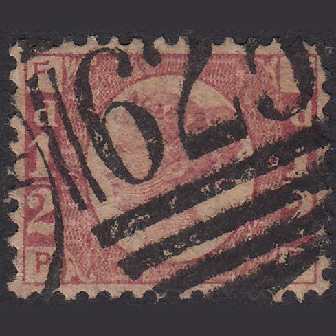 GB QV 1870 1/2d Rose Plate 9 SG49-G4 PF GU Portsmouth 625