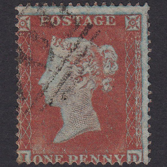 GB QV 1854 1d Red-Brown Plate 187 SG17-C1(1) Framed Reverse ID GU