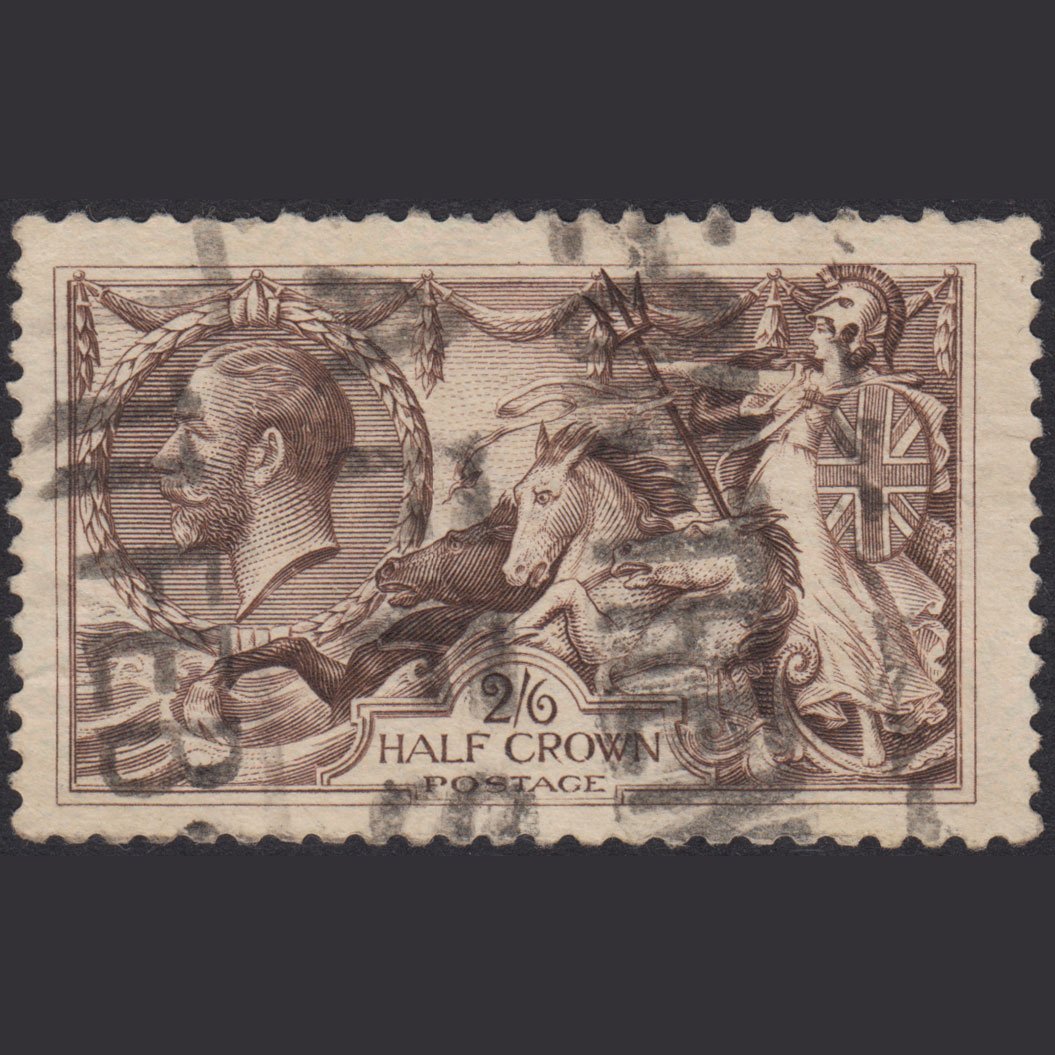 GB KG5 1918 2/6 Chocolate-Brown Seahorses SG414-N65(2) GU Parcel Cancel