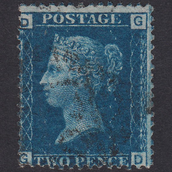 GB QV 1869 2d Blue Plate 13 SG46-G3 GD FU Ireland Light Cancel