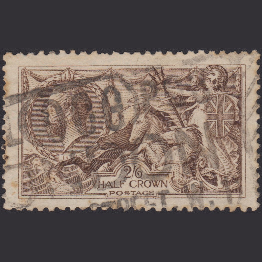 GB KG5 1915 2/6 Sepia Seahorses SG408-N64(10) GU Parcel Cancel