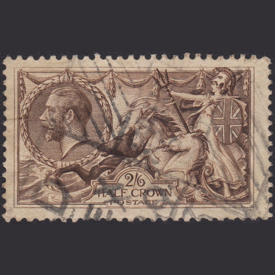 GB KG5 1918 2/6 Reddish Brown Seahorses SG415-N65(3) GU Parcel Cancel