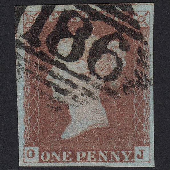 GB QV 1841 1d Red-brown (Plate 70) SG8-B1(1) OJ FU Dublin 186 4 Margins