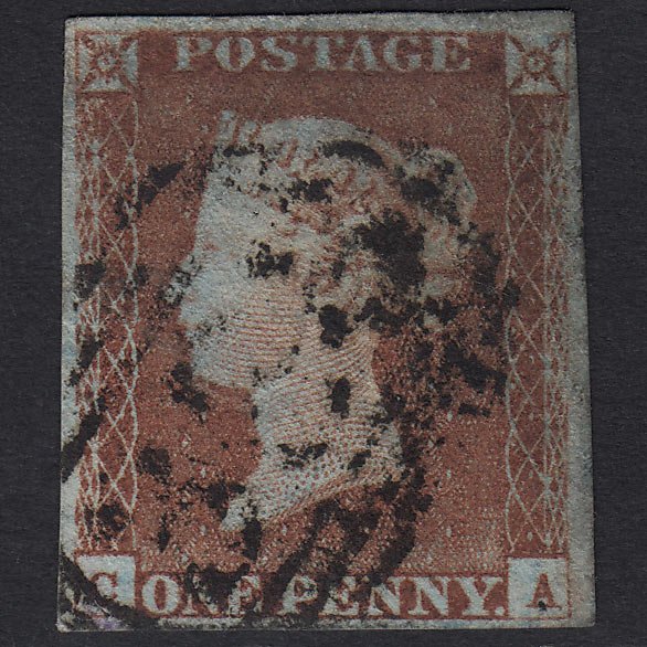 GB QV 1841 1d Red-brown (Plate 64) SG8-B1(1) CA GU 4 Margins